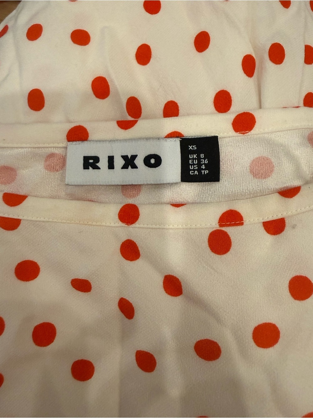 RIXO Cream Midi Skirt with Orange Polka Dots - Picture 2 of 3